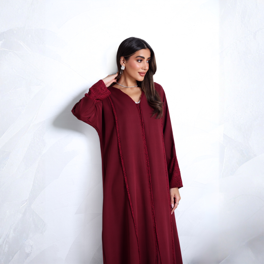 Fabric: Burgundy crepe with lace  - A5