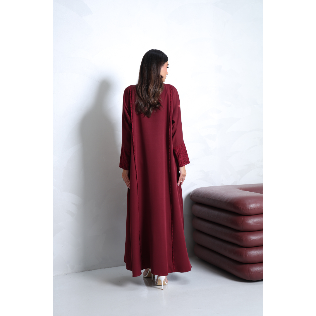 Fabric: Burgundy crepe with lace  - A5