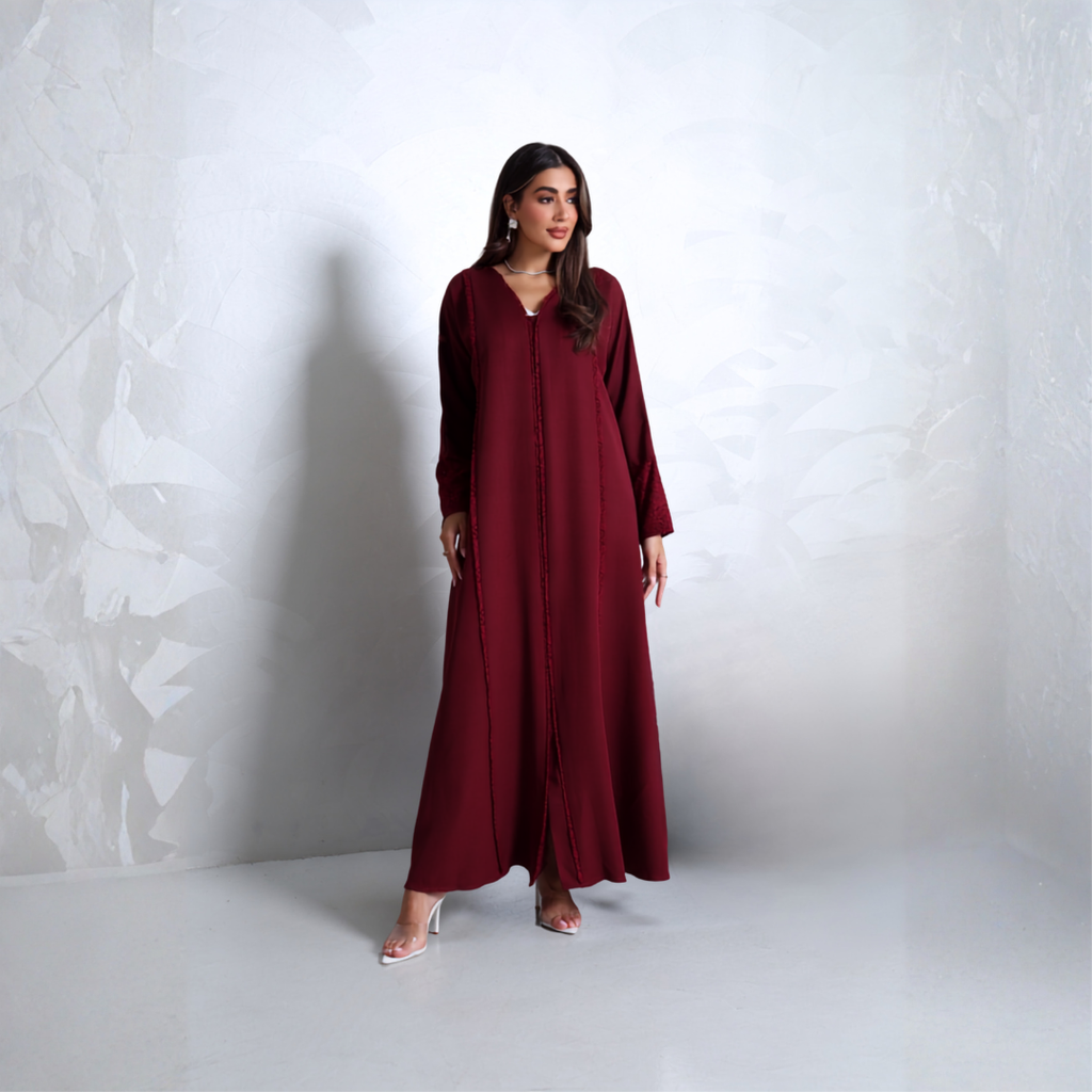 Fabric: Burgundy crepe with lace  - A5