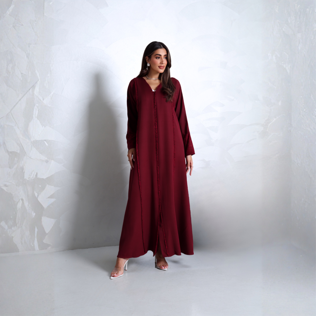 Fabric: Burgundy crepe with lace  - A5